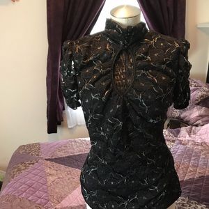 Torrid lace high collar dress shirt
